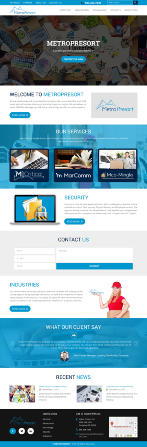 Web Design par rightway pour Metro Presort | Design : #12893748