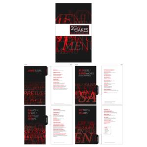 20 and Oakes Bar and Grill Menu 2016 | Menü-Design von eleven