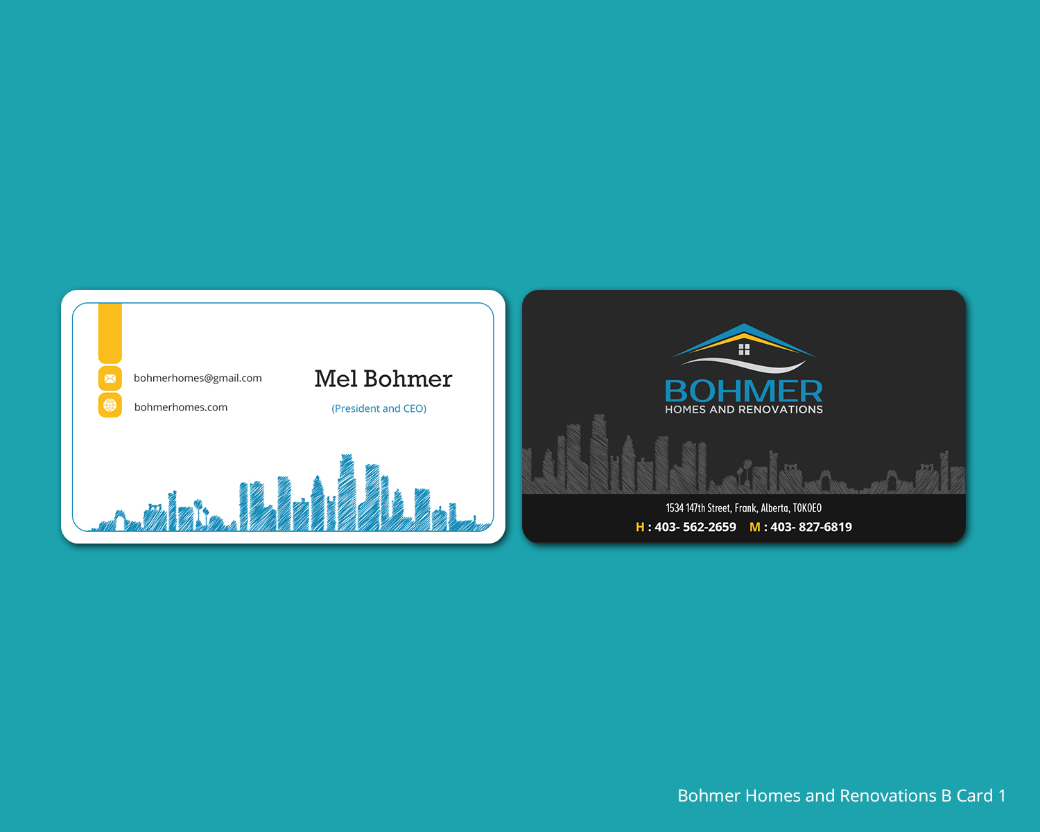 Business Card Design by Sketchweb for Bohmer Homes and Renovations  | Design #14312115