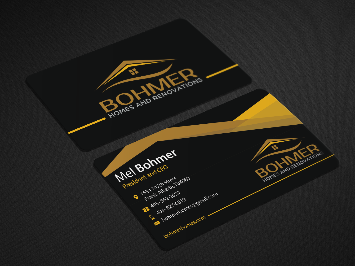 Diseño de Tarjeta de Presentación por Riz' para Bohmer Homes and Renovations  | Diseño #14373589