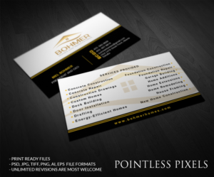Business Card Design by Pointless Pixels India for Bohmer Homes and Renovations  | Design: #14275793
