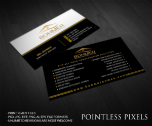 Business Card Design by Pointless Pixels India for Bohmer Homes and Renovations  | Design: #14275794