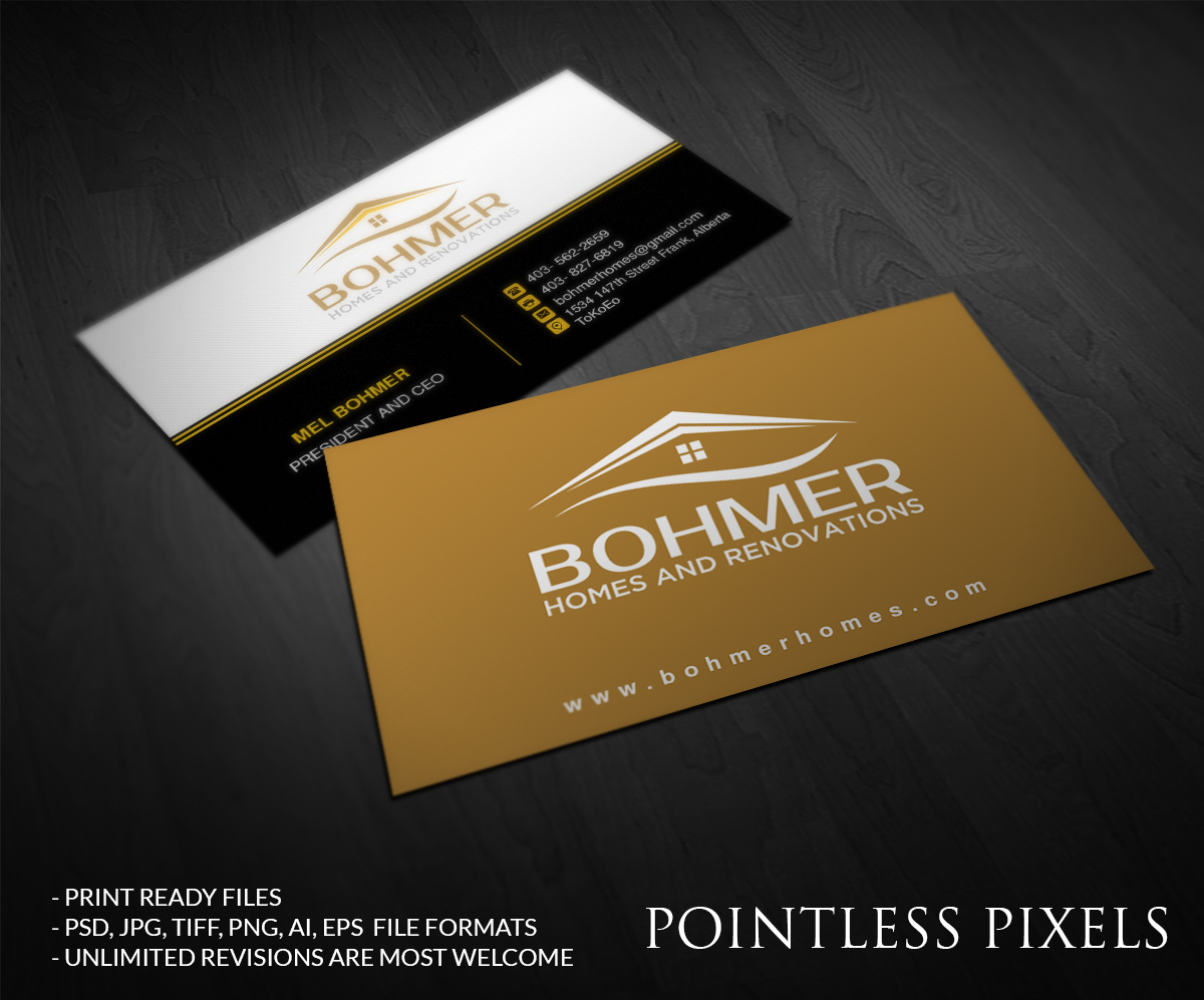 Business Card Design by Pointless Pixels India for Bohmer Homes and Renovations  | Design #14380455