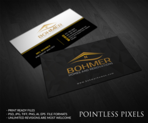 Business Card Design by Pointless Pixels India for Bohmer Homes and Renovations  | Design: #14380464