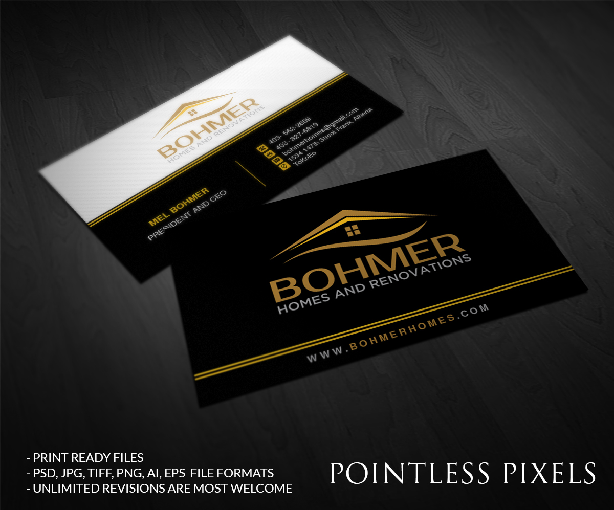 Business Card Design by Pointless Pixels India for Bohmer Homes and Renovations  | Design #14380466