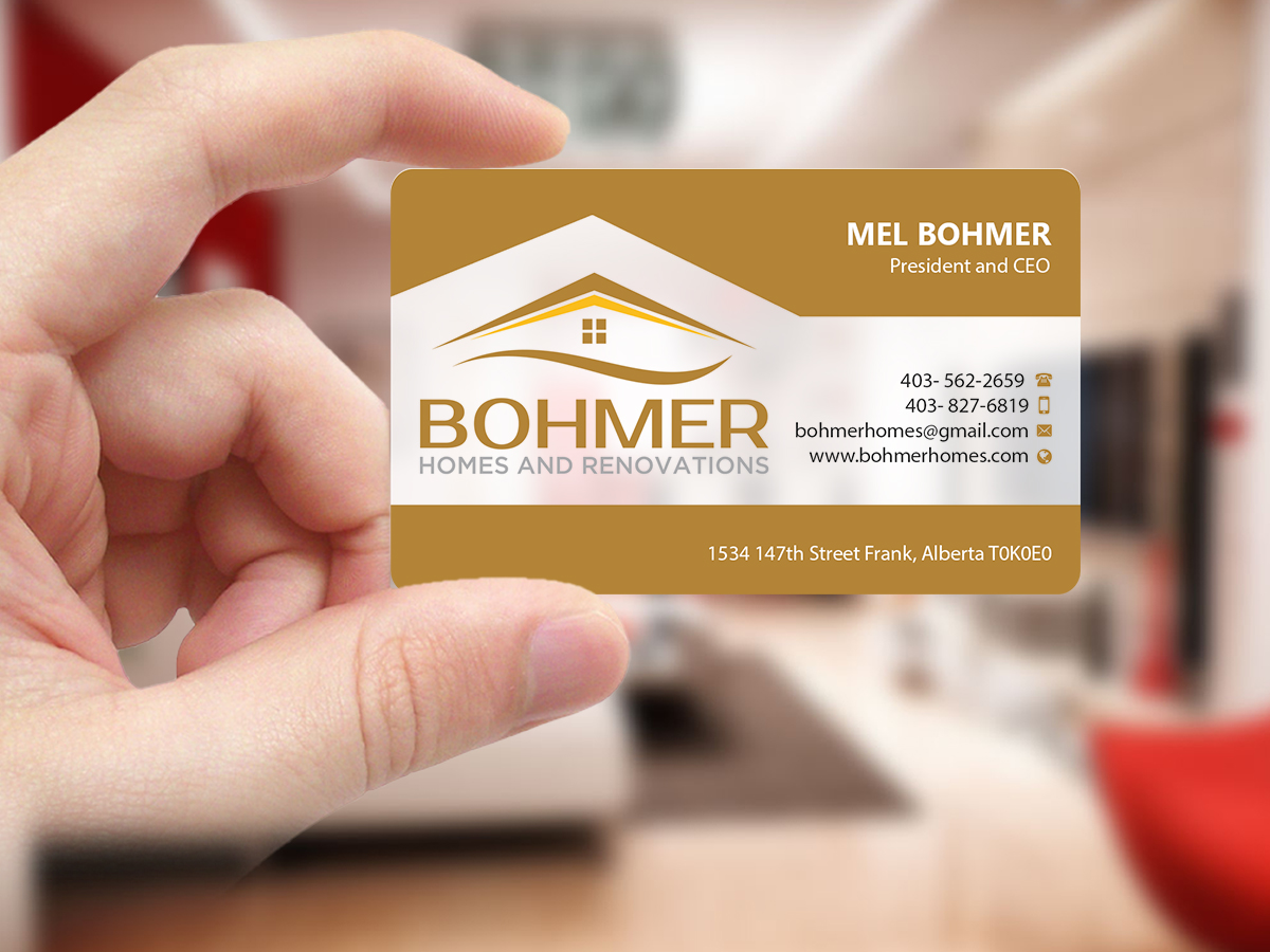 Diseño de Tarjeta de Presentación por Creations Box 2015 para Bohmer Homes and Renovations  | Diseño #14277958