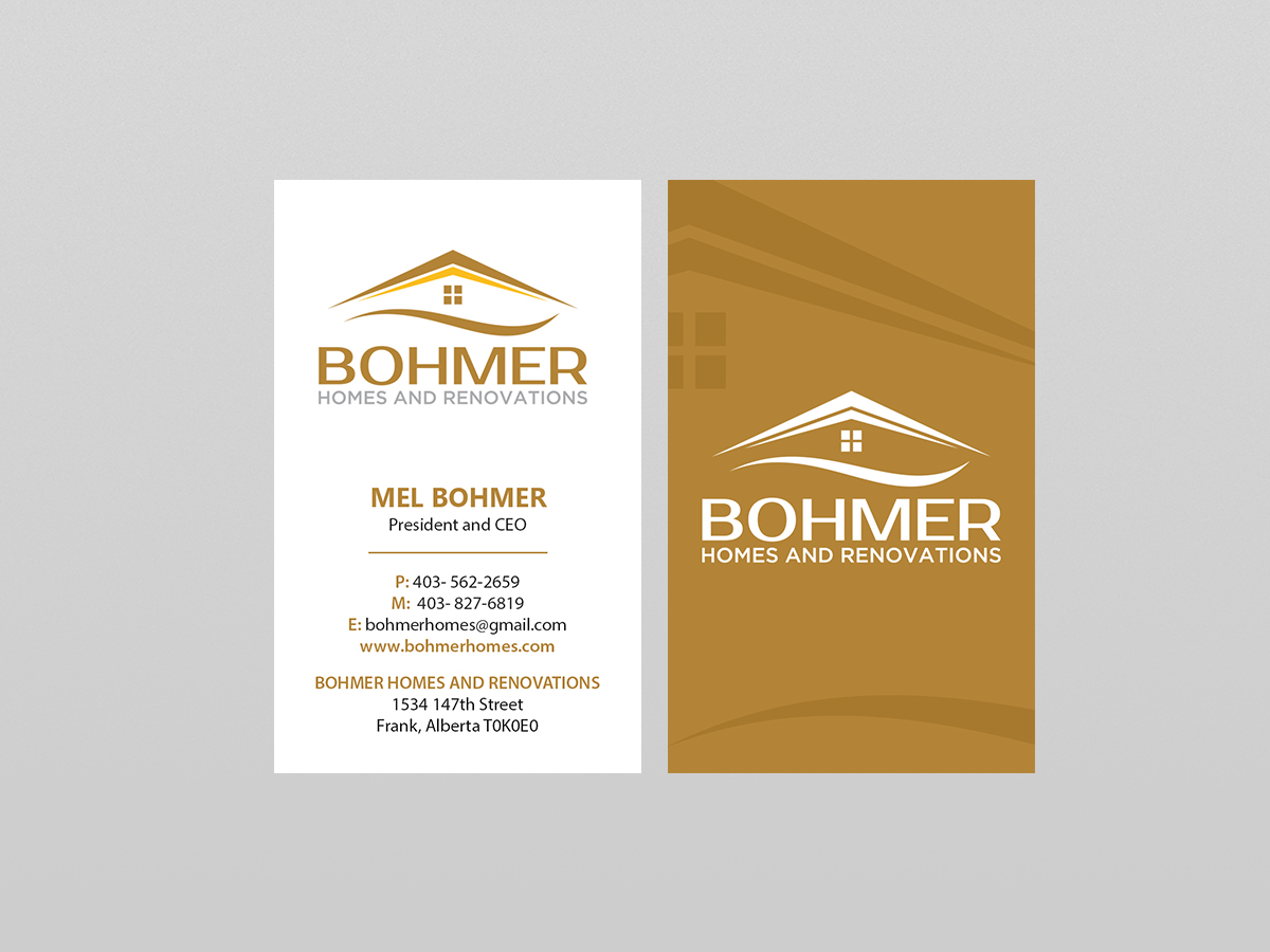 Diseño de Tarjeta de Presentación por Creations Box 2015 para Bohmer Homes and Renovations  | Diseño #14277964