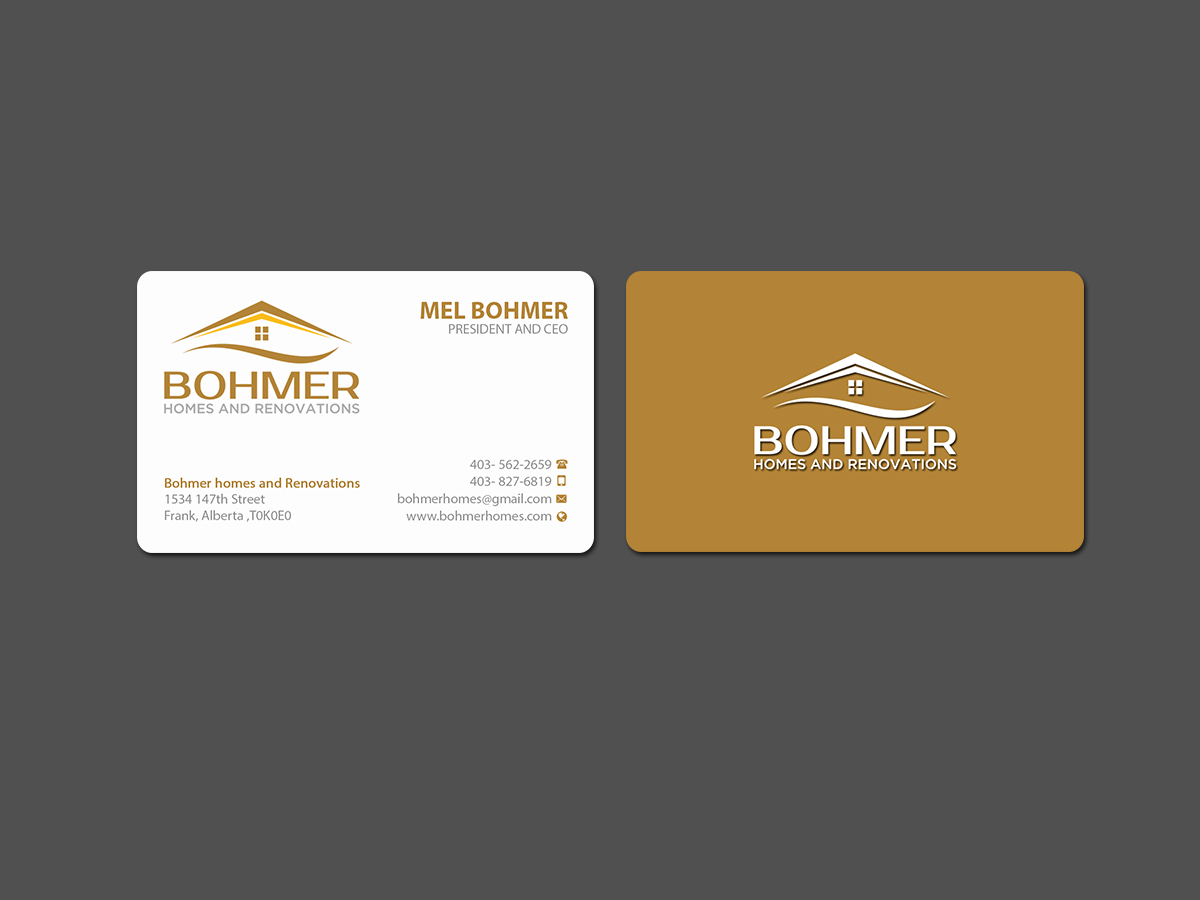 Diseño de Tarjeta de Presentación por Creations Box 2015 para Bohmer Homes and Renovations  | Diseño #14277969