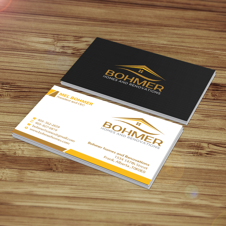 Business Card Design by Creations Box 2015 for Bohmer Homes and Renovations  | Design #14277977