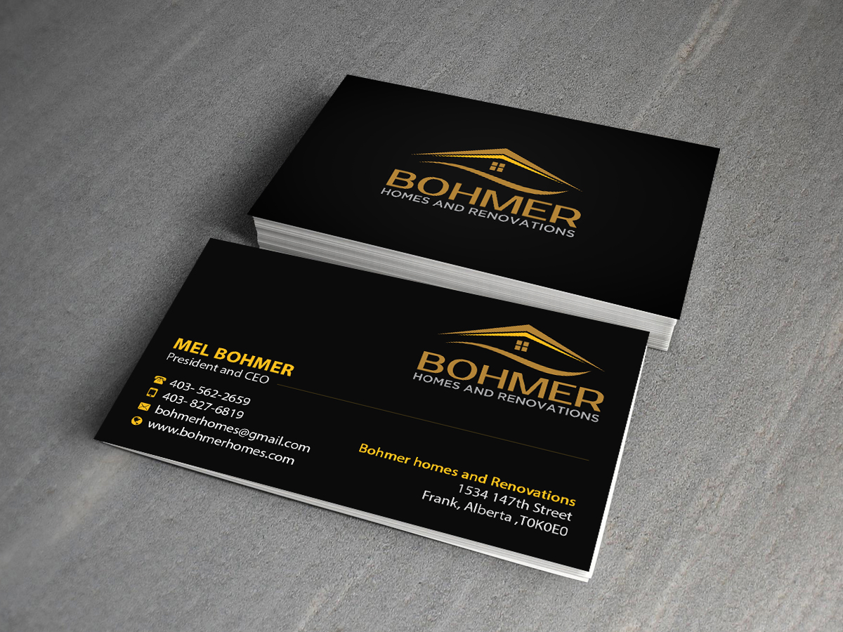 Business Card Design by Creations Box 2015 for Bohmer Homes and Renovations  | Design #14278011