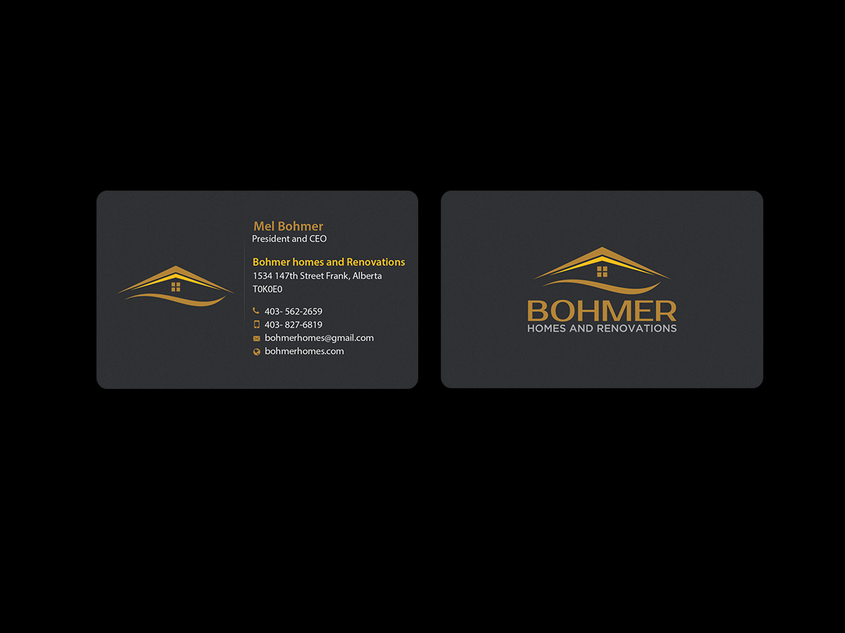 Business Card Design by Creations Box 2015 for Bohmer Homes and Renovations  | Design #14281620