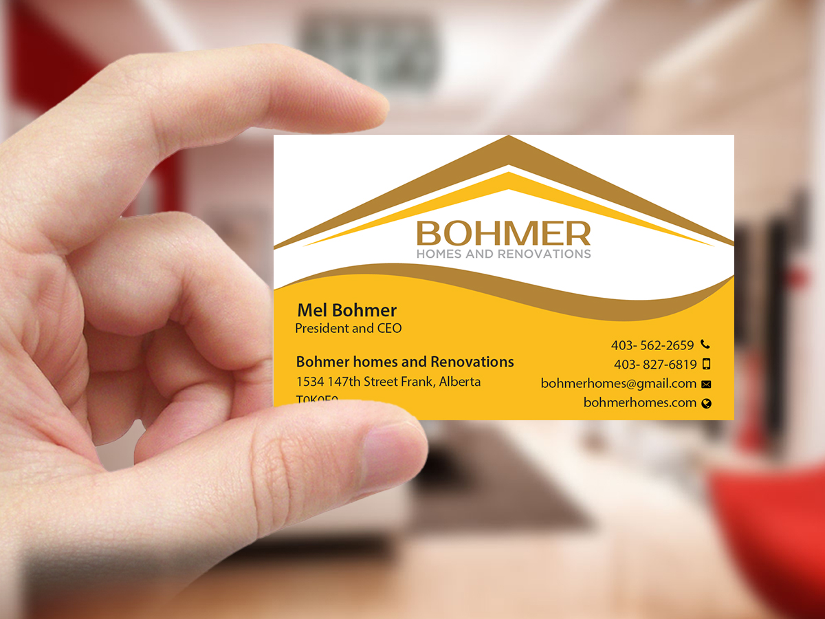 Business Card Design by Creations Box 2015 for Bohmer Homes and Renovations  | Design #14281622