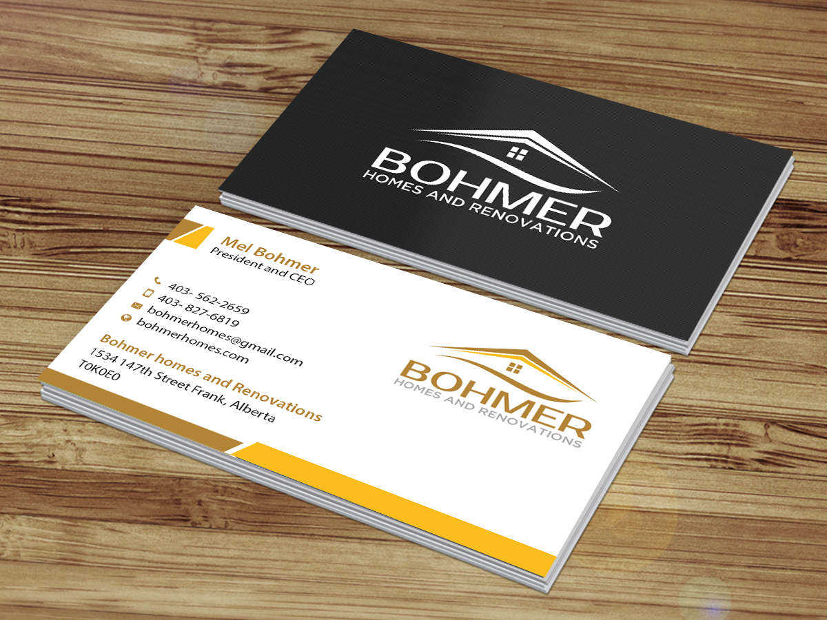 Business Card Design by Creations Box 2015 for Bohmer Homes and Renovations  | Design #14281623