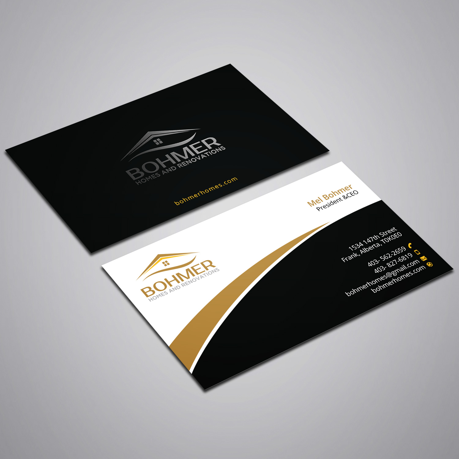 Visitenkarten-Design von Right_D für Bohmer Homes and Renovations  | Design #14296818