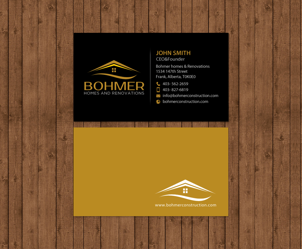 Business Card Design by chandrayaan.creative for Bohmer Homes and Renovations  | Design #14251000