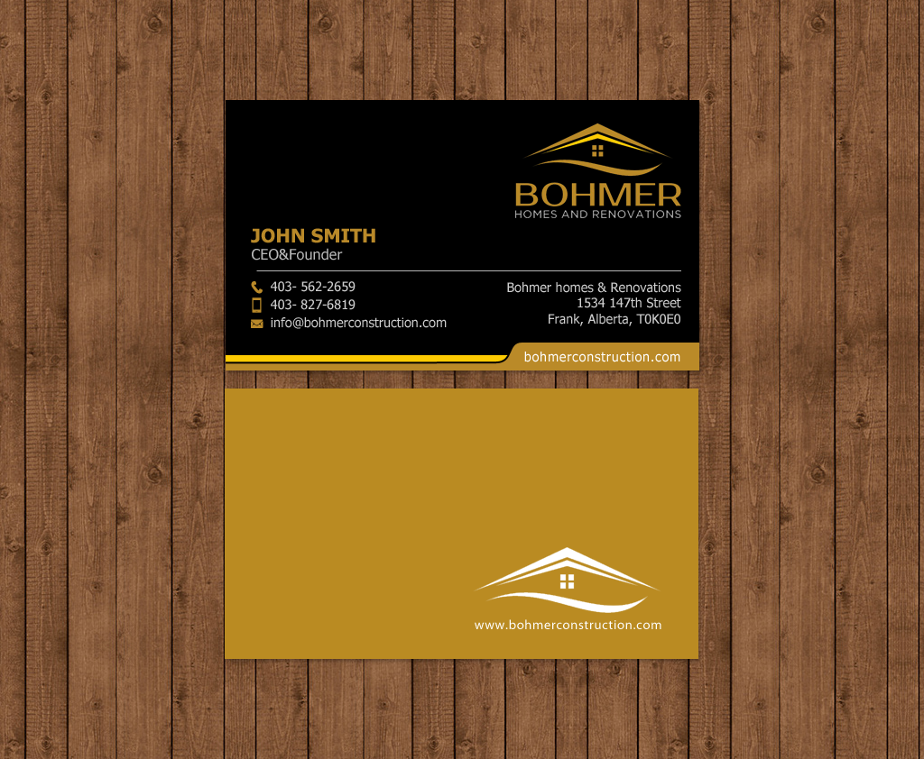Business Card Design by chandrayaan.creative for Bohmer Homes and Renovations  | Design #14251008