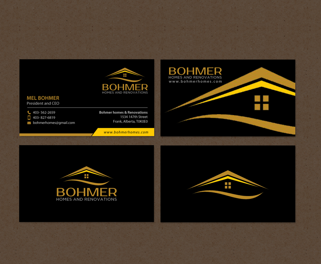 Diseño de Tarjeta de Presentación por chandrayaan.creative para Bohmer Homes and Renovations  | Diseño #14278916