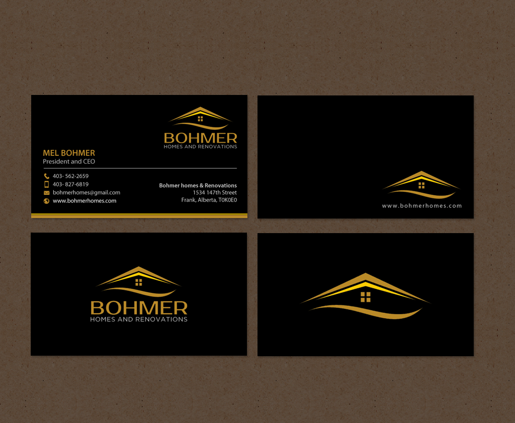 Diseño de Tarjeta de Presentación por chandrayaan.creative para Bohmer Homes and Renovations  | Diseño #14278918