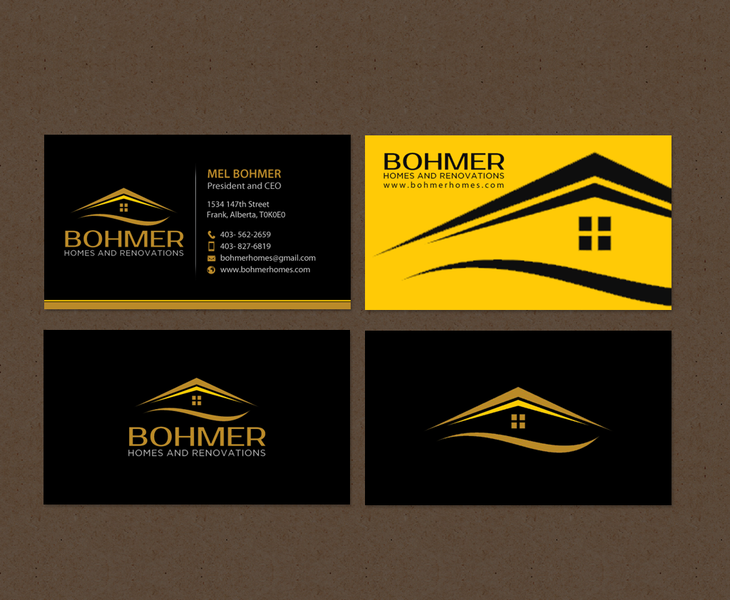 Business Card Design by chandrayaan.creative for Bohmer Homes and Renovations  | Design #14370172