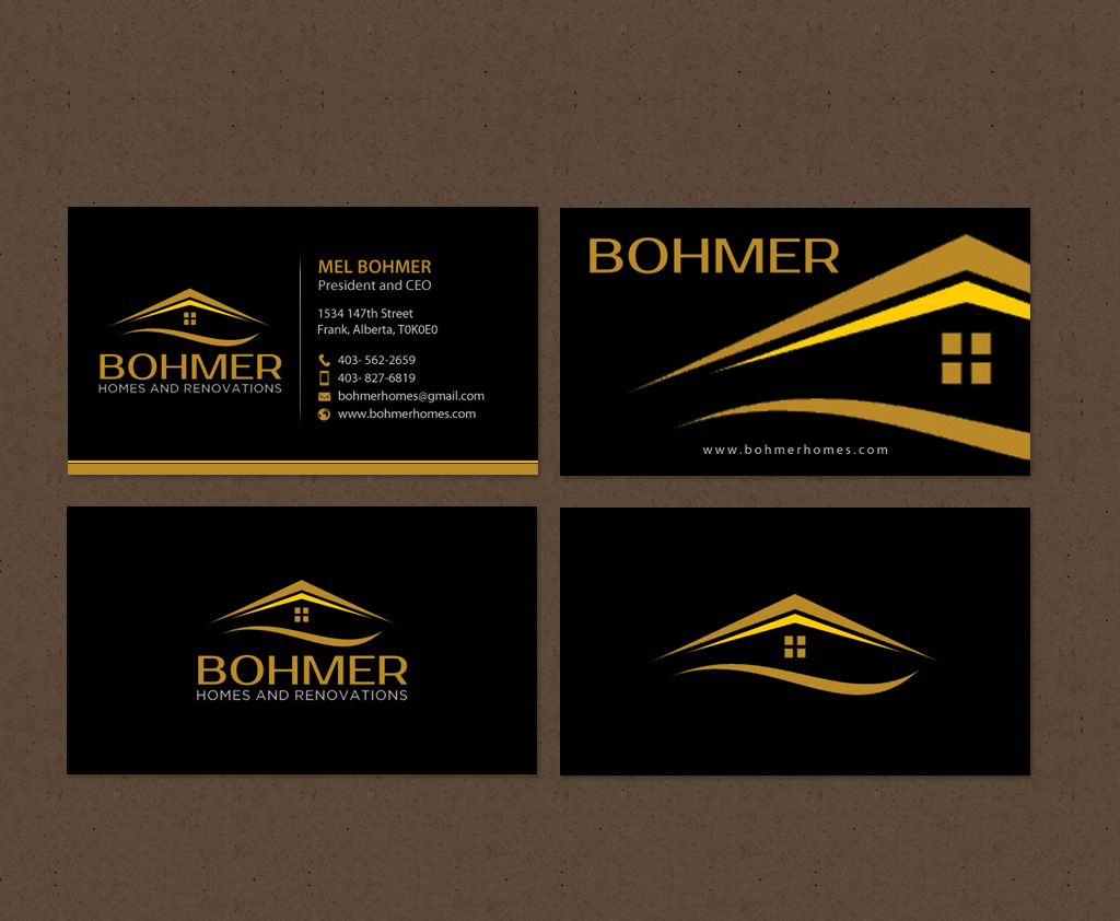Business Card Design by chandrayaan.creative for Bohmer Homes and Renovations  | Design #14370173