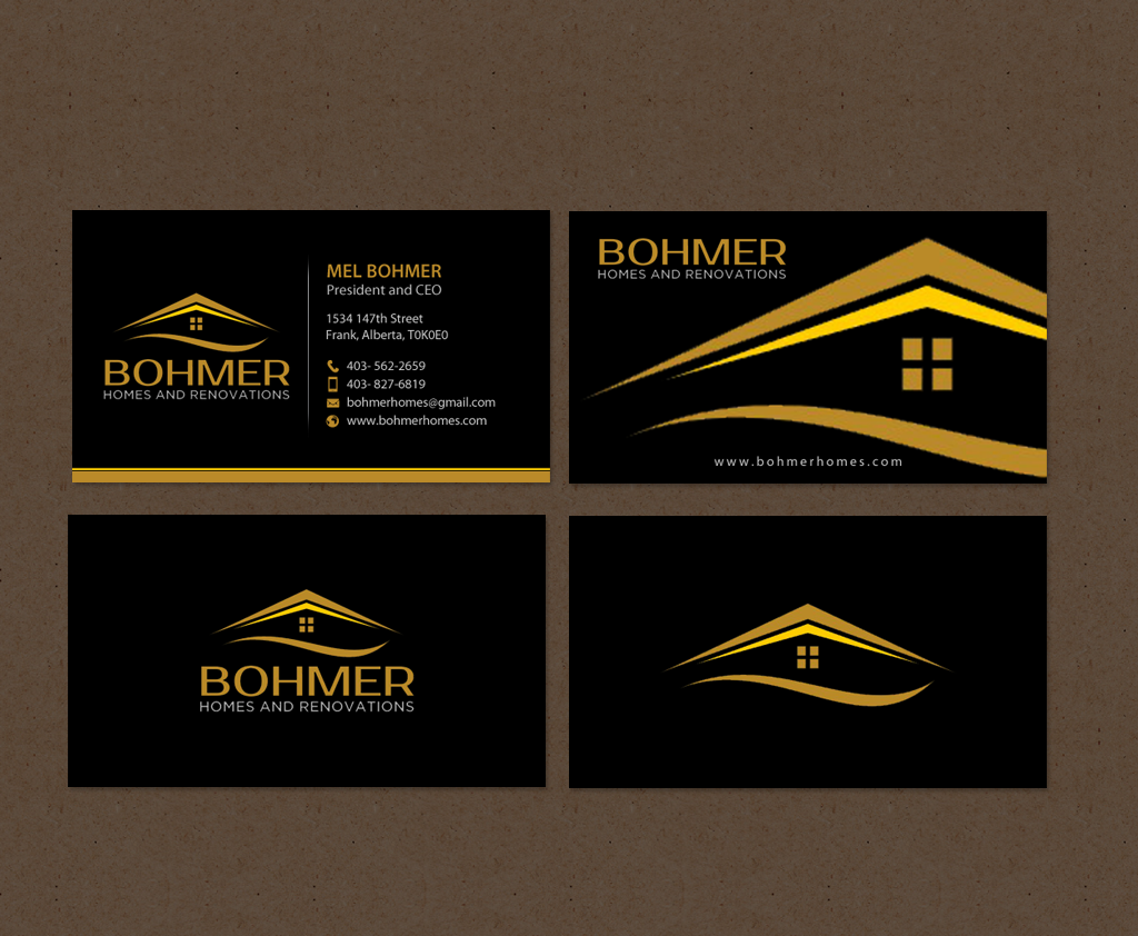 Diseño de Tarjeta de Presentación por chandrayaan.creative para Bohmer Homes and Renovations  | Diseño #14370976