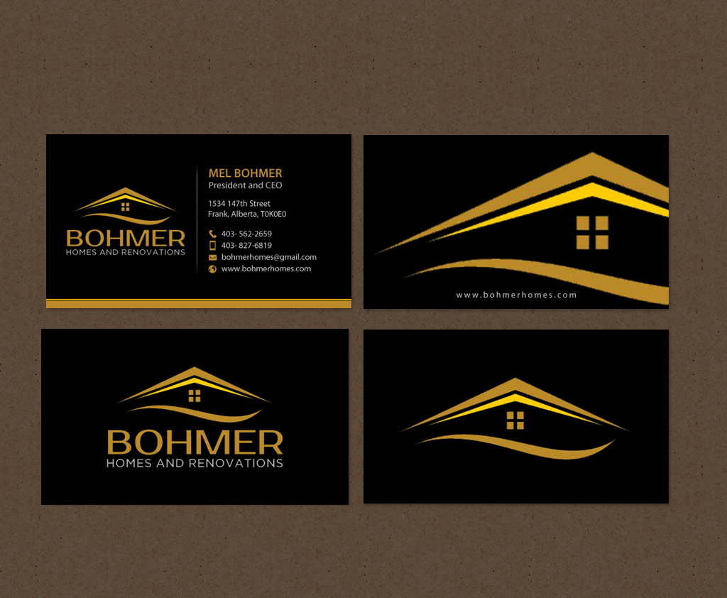 Design de Carte de Visite par chandrayaan.creative pour Bohmer Homes and Renovations  | Design #14371352