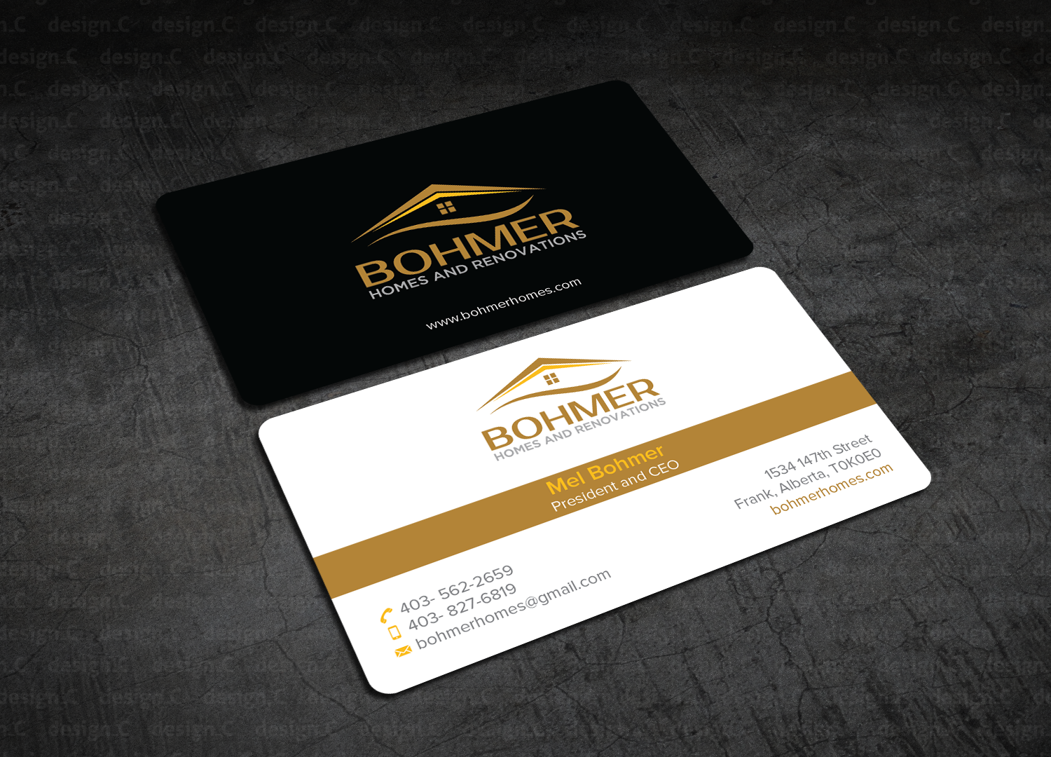 Diseño de Tarjeta de Presentación por design_C. para Bohmer Homes and Renovations  | Diseño #14343876
