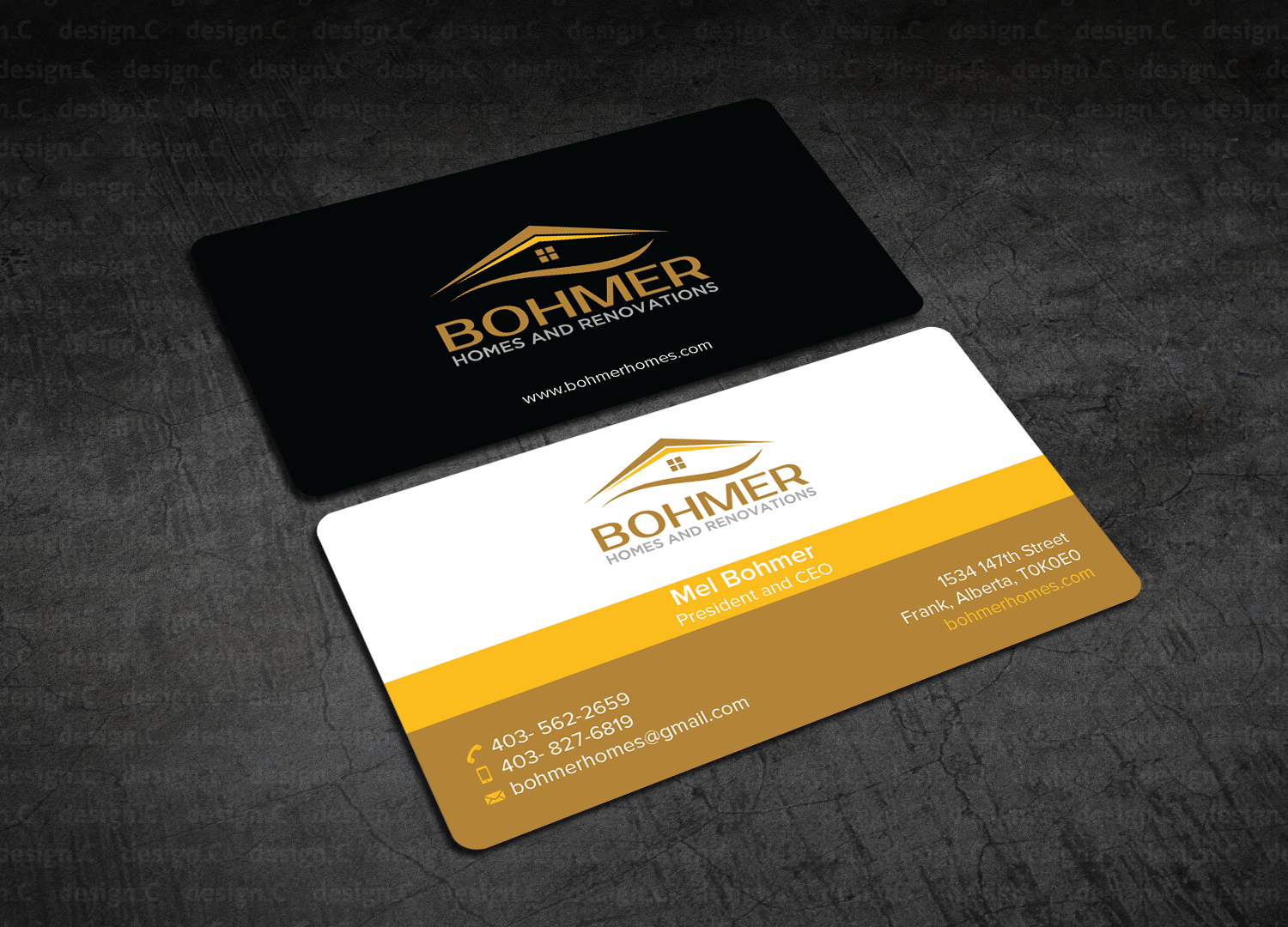 Diseño de Tarjeta de Presentación por design_C. para Bohmer Homes and Renovations  | Diseño #14343878