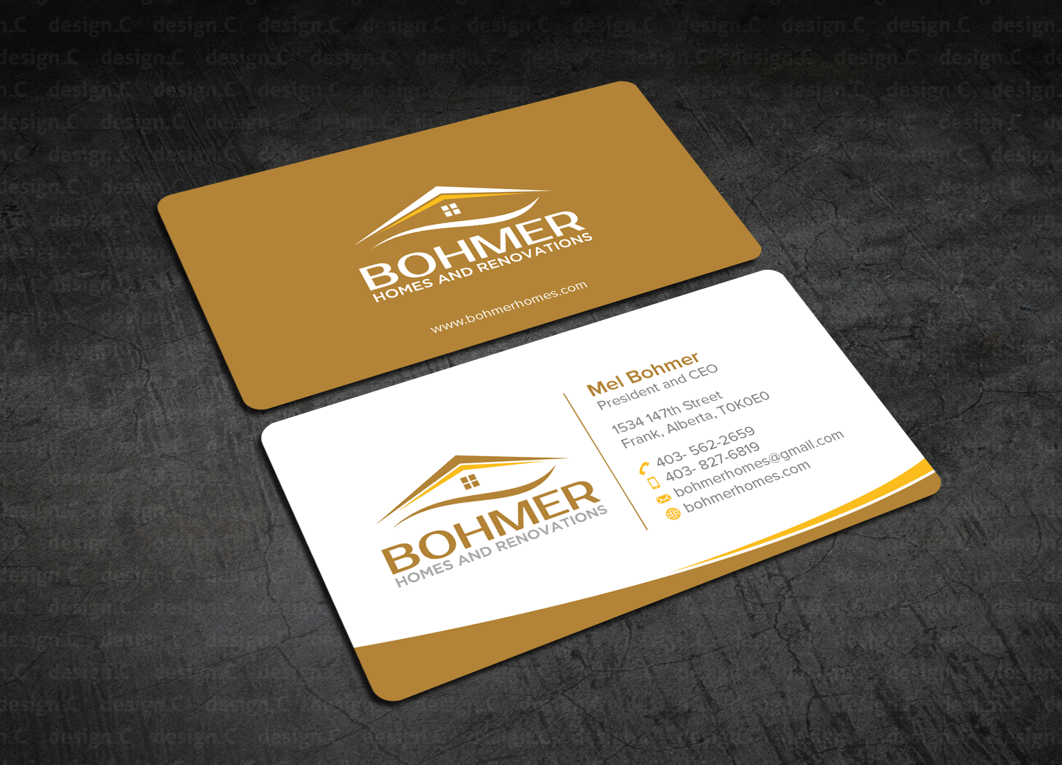 Diseño de Tarjeta de Presentación por design_C. para Bohmer Homes and Renovations  | Diseño #14343888