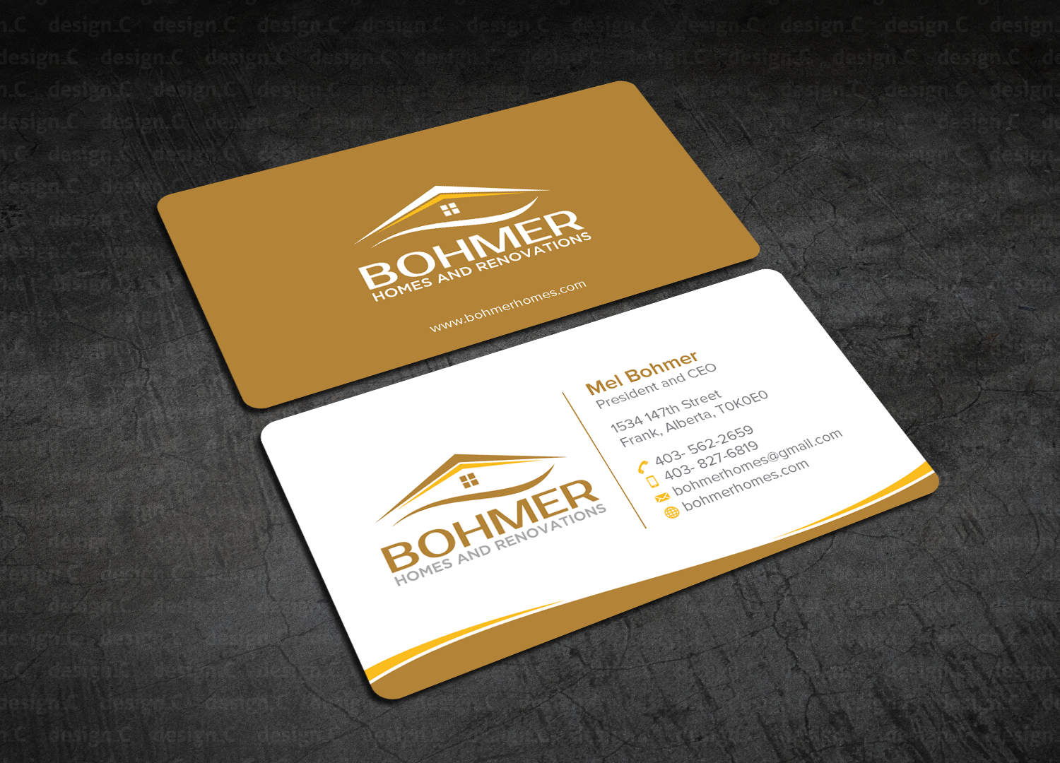 Diseño de Tarjeta de Presentación por design_C. para Bohmer Homes and Renovations  | Diseño #14343889