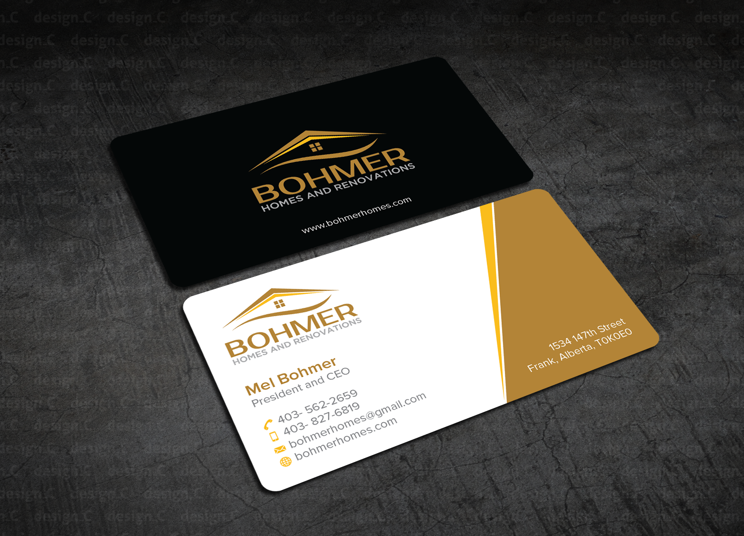 Diseño de Tarjeta de Presentación por design_C. para Bohmer Homes and Renovations  | Diseño #14343897