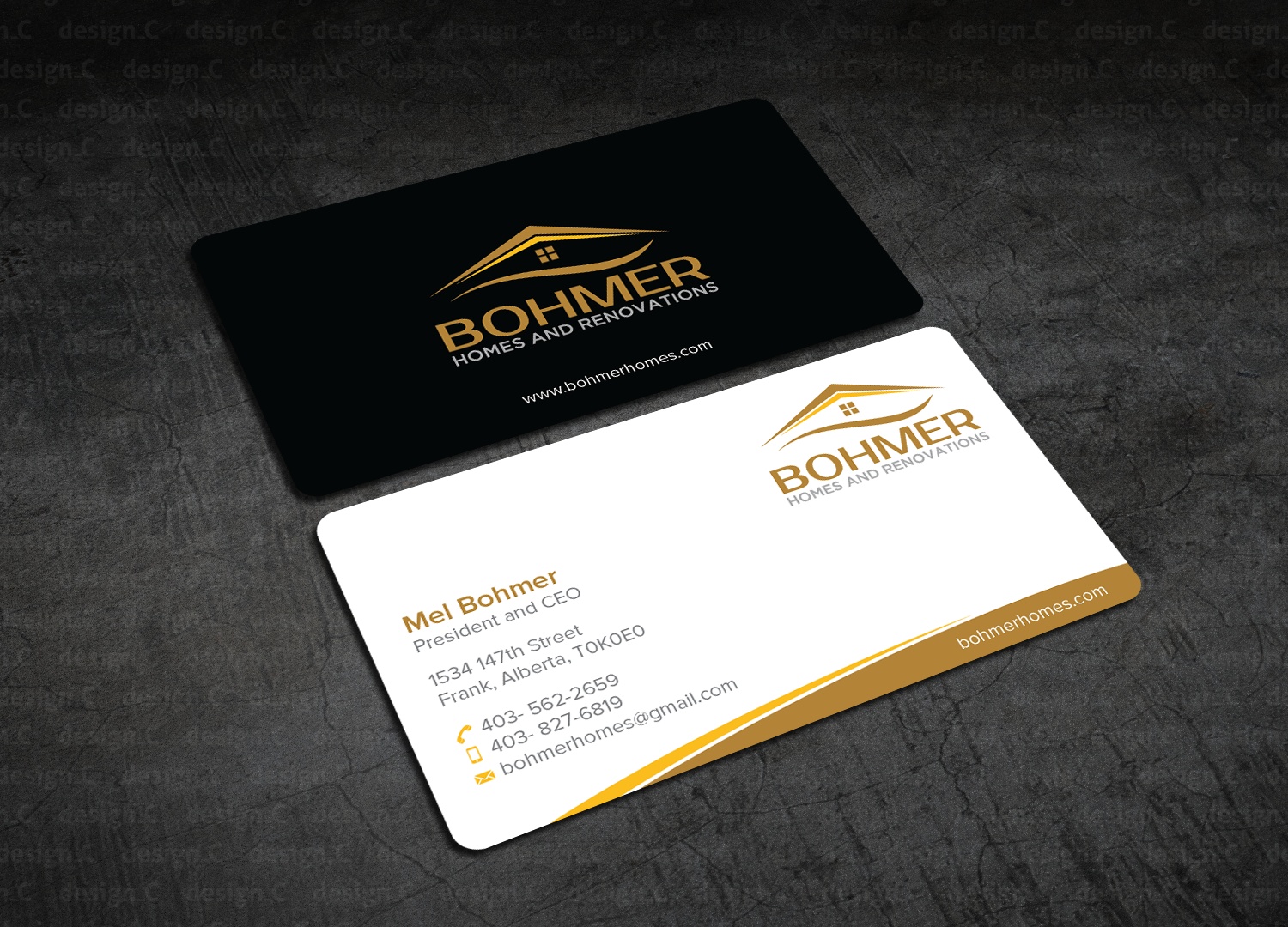 Business Card Design by design_C. for Bohmer Homes and Renovations  | Design #14343902