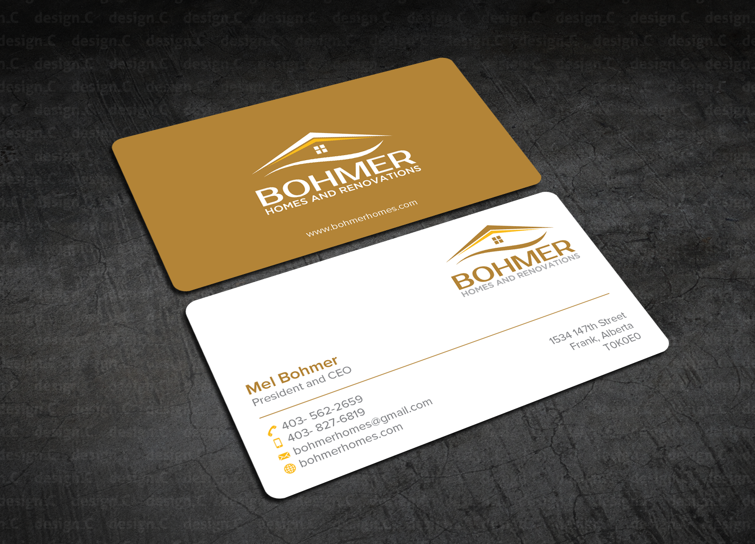 Diseño de Tarjeta de Presentación por design_C. para Bohmer Homes and Renovations  | Diseño #14343923