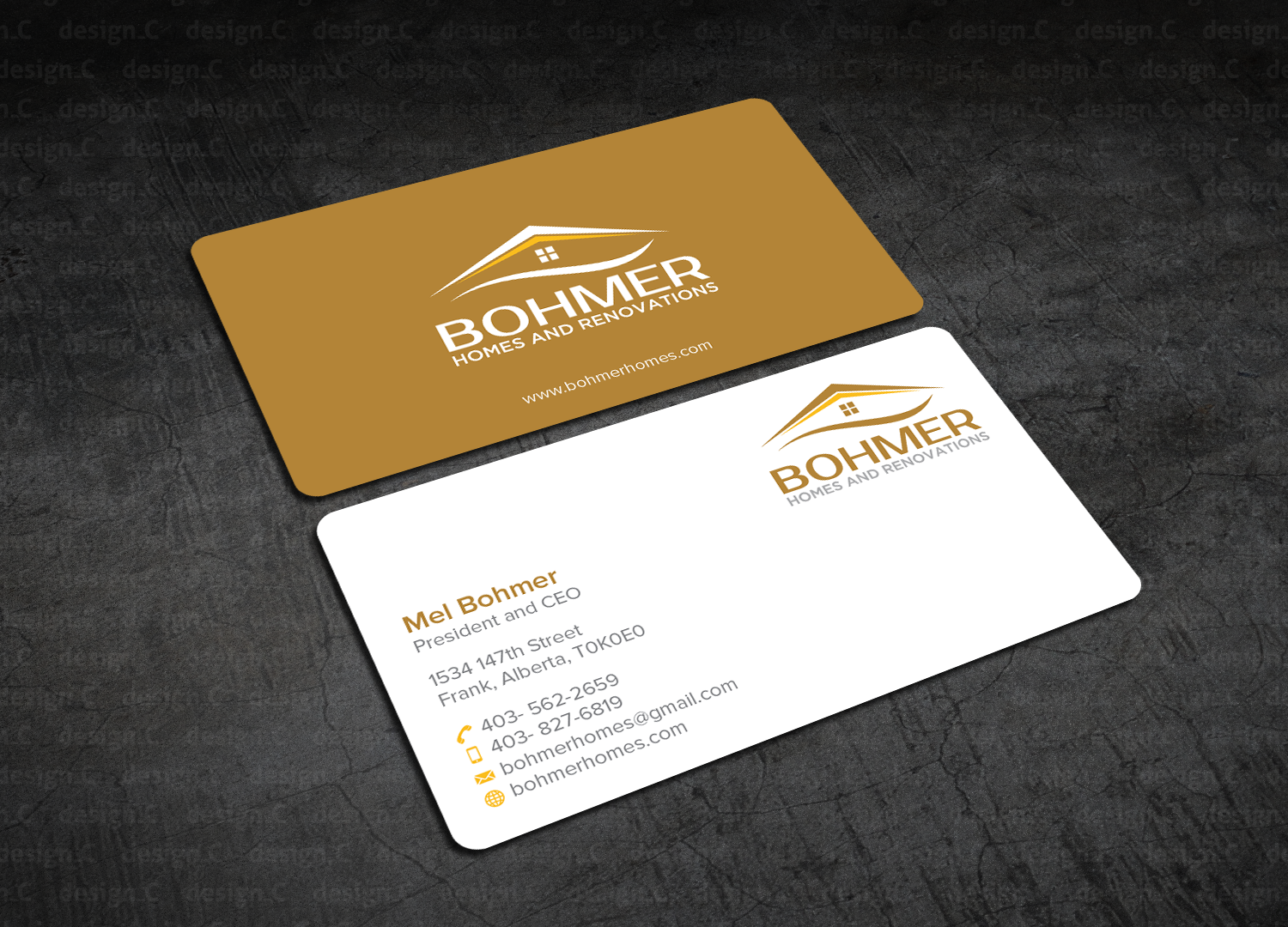 Diseño de Tarjeta de Presentación por design_C. para Bohmer Homes and Renovations  | Diseño #14343924