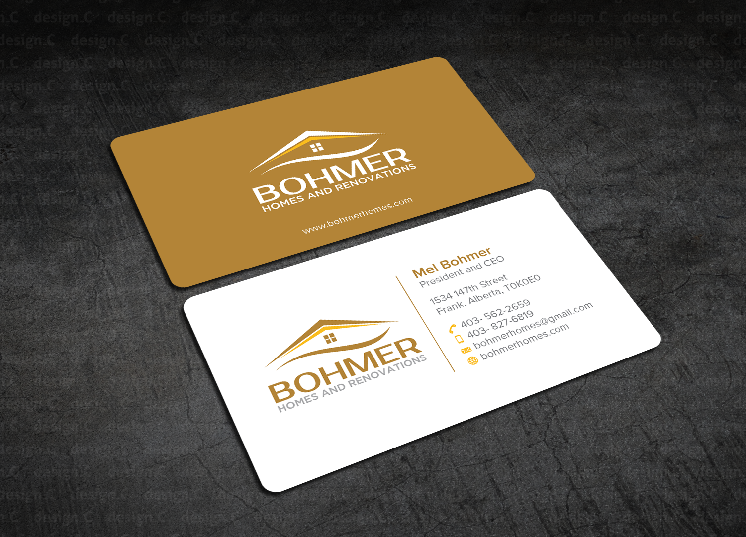 Diseño de Tarjeta de Presentación por design_C. para Bohmer Homes and Renovations  | Diseño #14343927