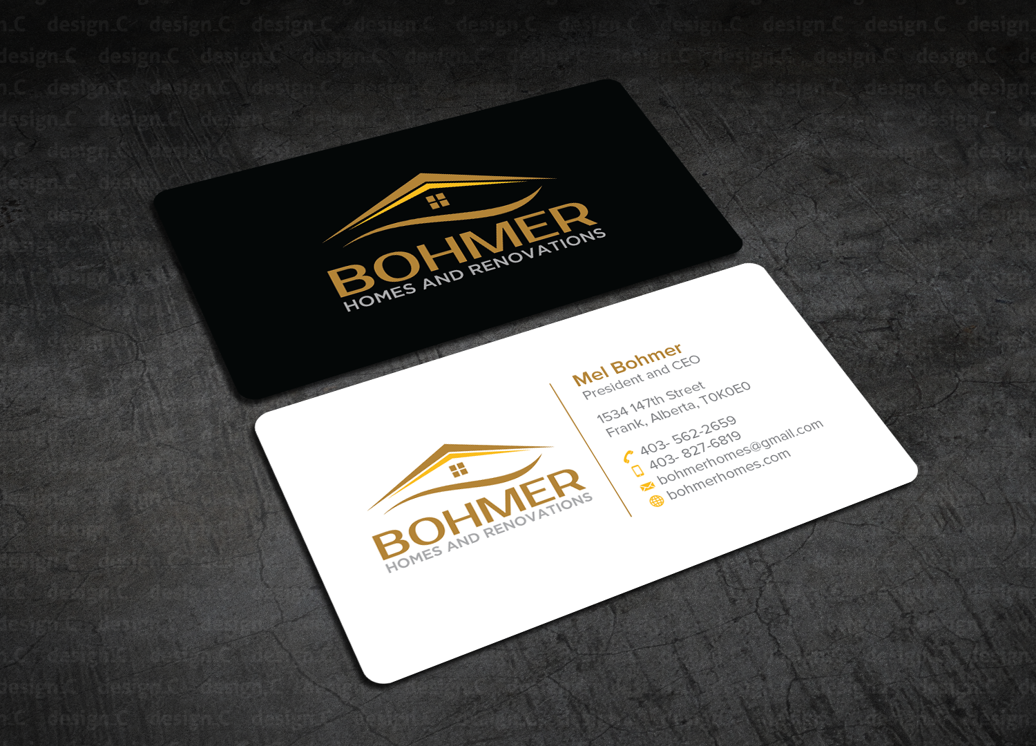 Diseño de Tarjeta de Presentación por design_C. para Bohmer Homes and Renovations  | Diseño #14365603