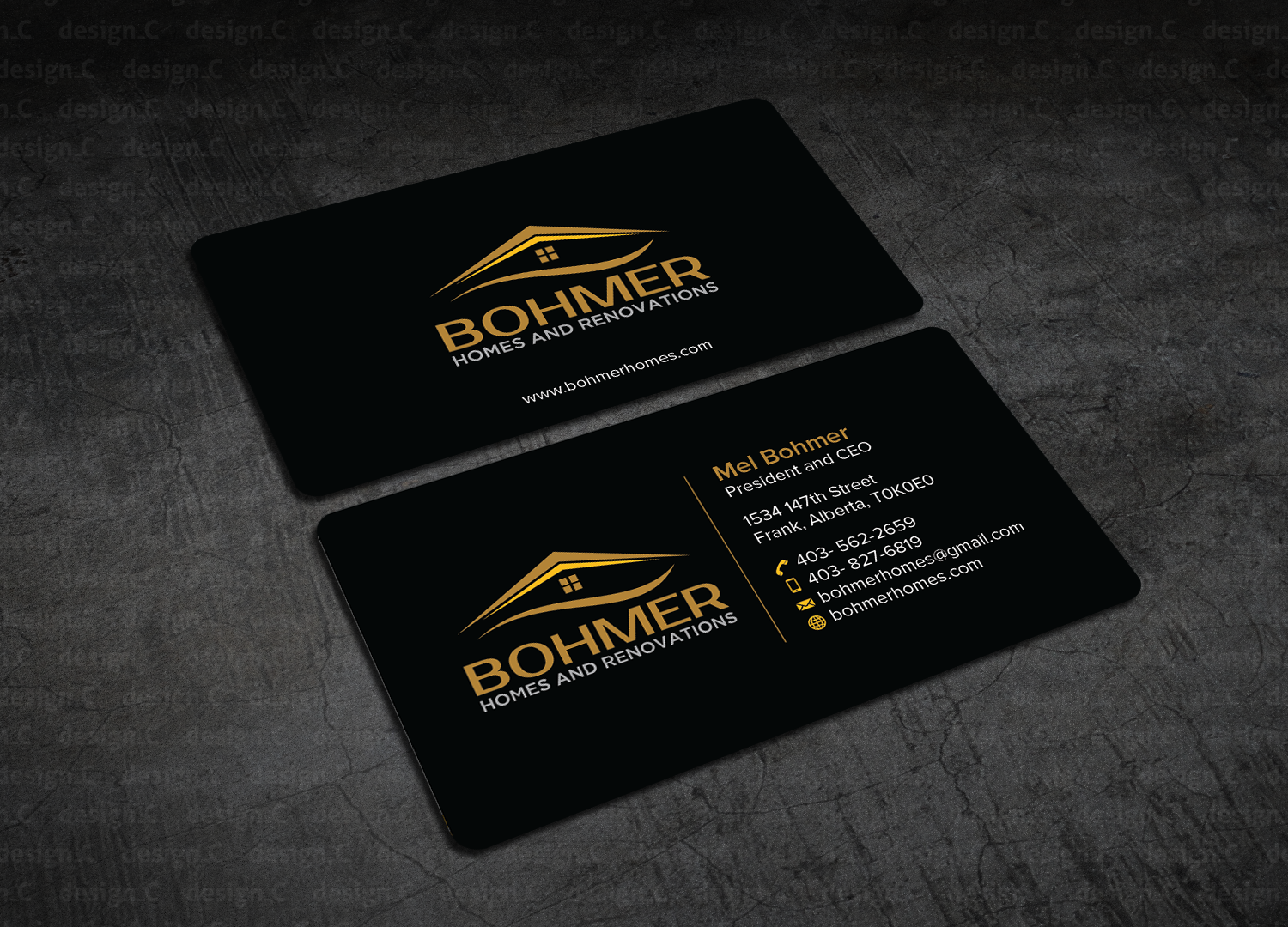 Diseño de Tarjeta de Presentación por design_C. para Bohmer Homes and Renovations  | Diseño #14365605