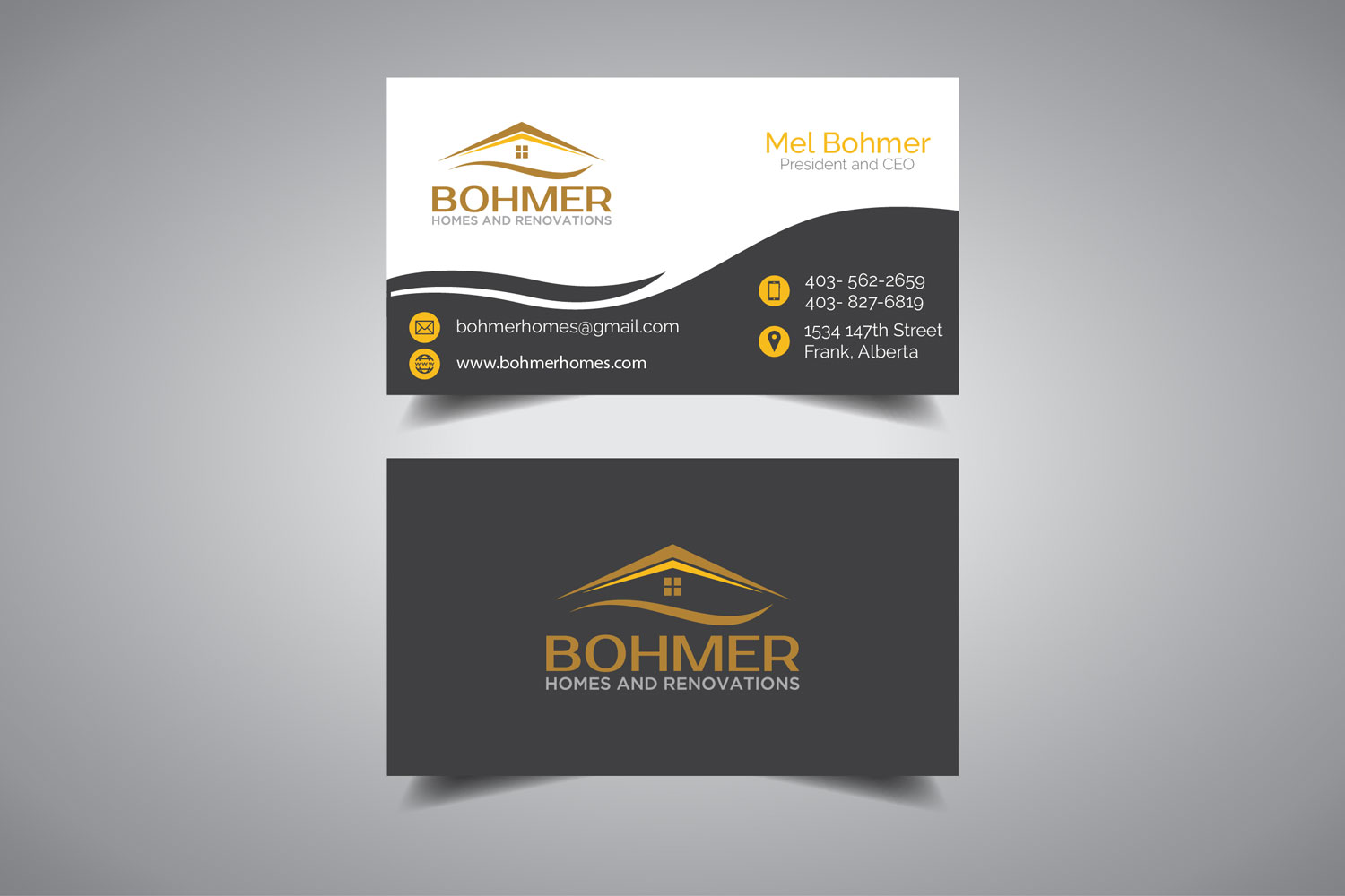 Diseño de Tarjeta de Presentación por promax58 para Bohmer Homes and Renovations  | Diseño #14274458