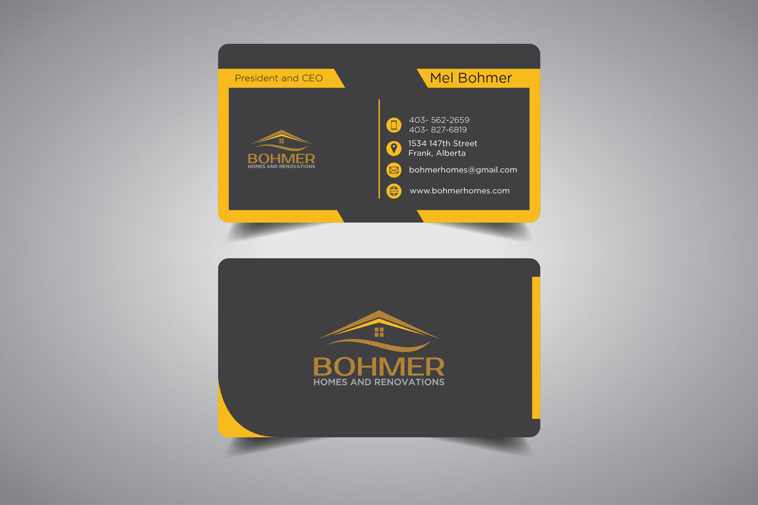 Business Card Design by promax58 for Bohmer Homes and Renovations  | Design #14303499