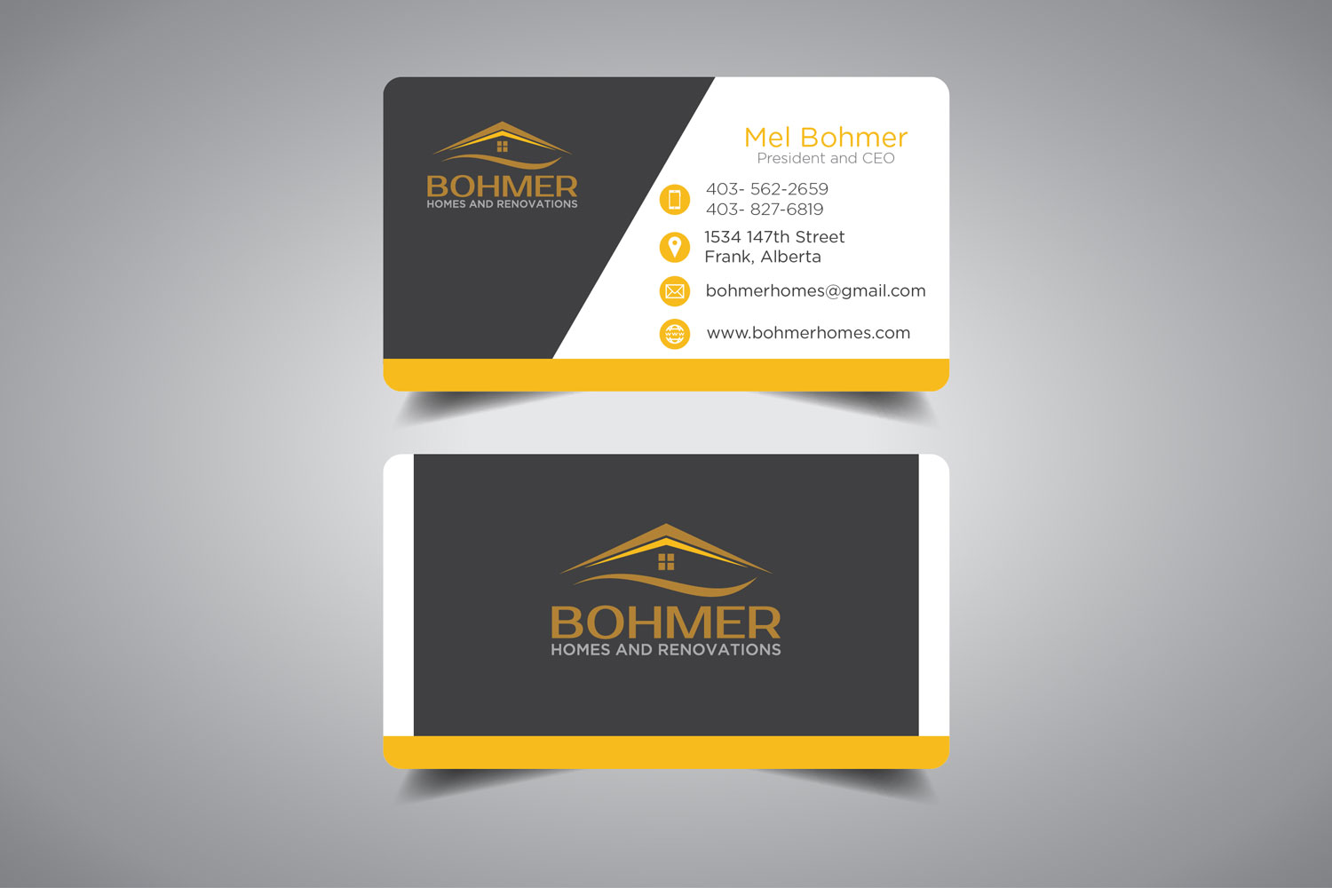 Business Card Design by promax58 for Bohmer Homes and Renovations  | Design #14303501