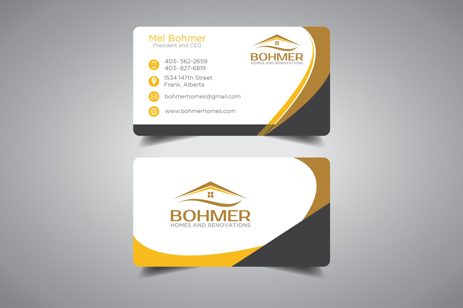 Diseño de Tarjeta de Presentación por promax58 para Bohmer Homes and Renovations  | Diseño #14303502