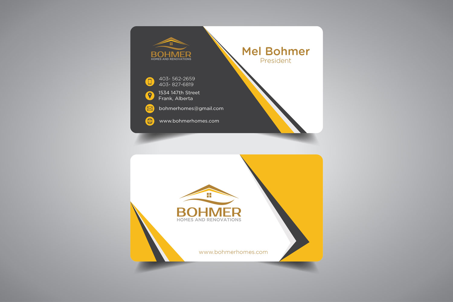 Diseño de Tarjeta de Presentación por promax58 para Bohmer Homes and Renovations  | Diseño #14328226