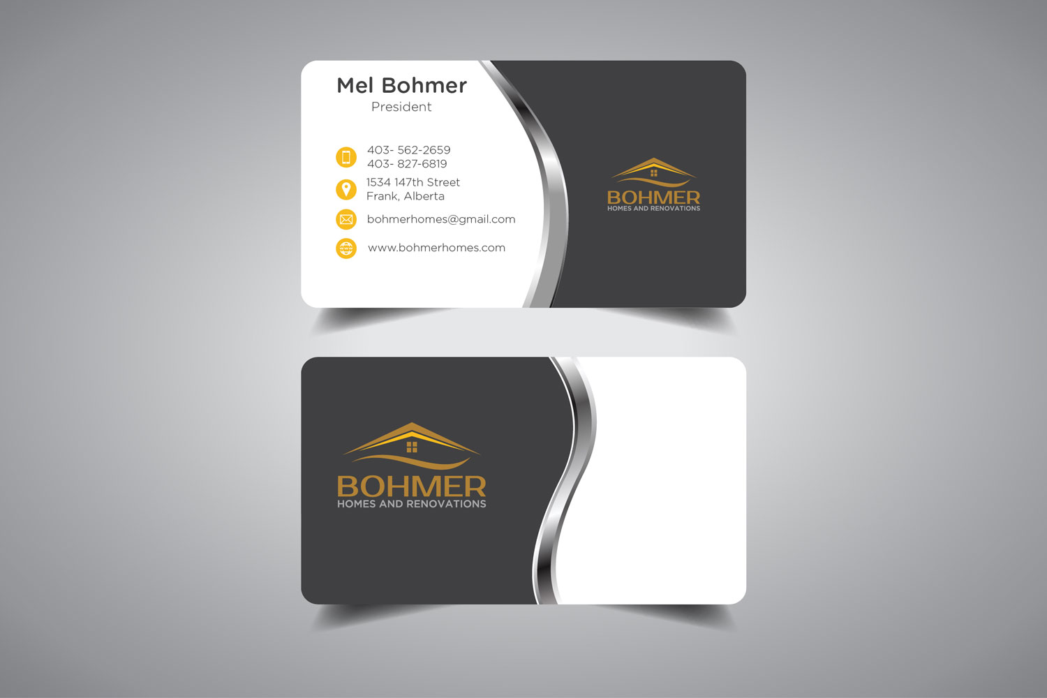 Business Card Design by promax58 for Bohmer Homes and Renovations  | Design #14328248