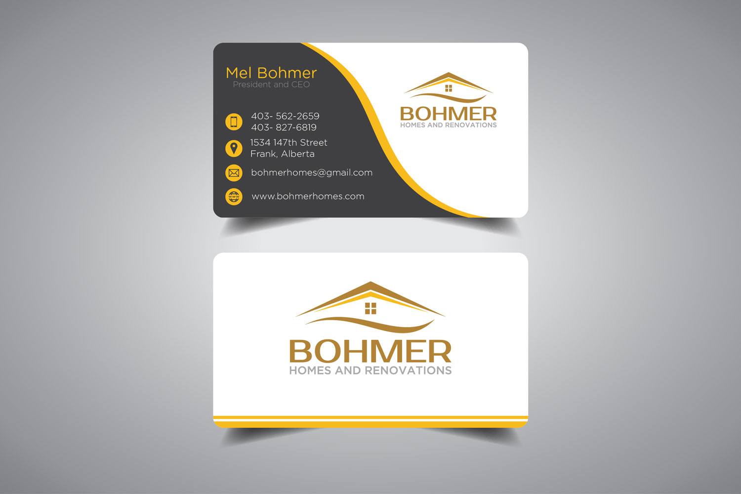 Diseño de Tarjeta de Presentación por promax58 para Bohmer Homes and Renovations  | Diseño #14329498