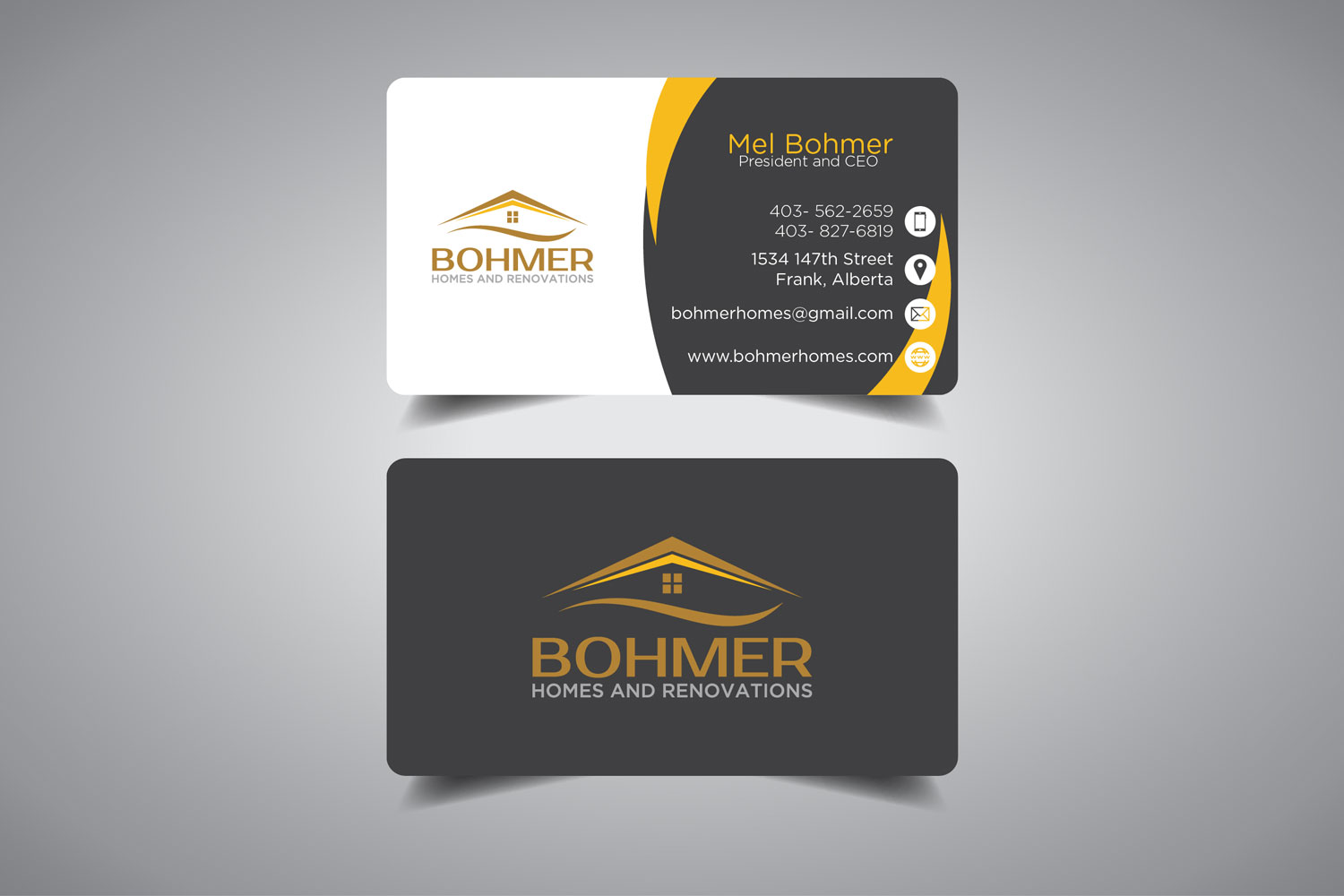 Diseño de Tarjeta de Presentación por promax58 para Bohmer Homes and Renovations  | Diseño #14329511