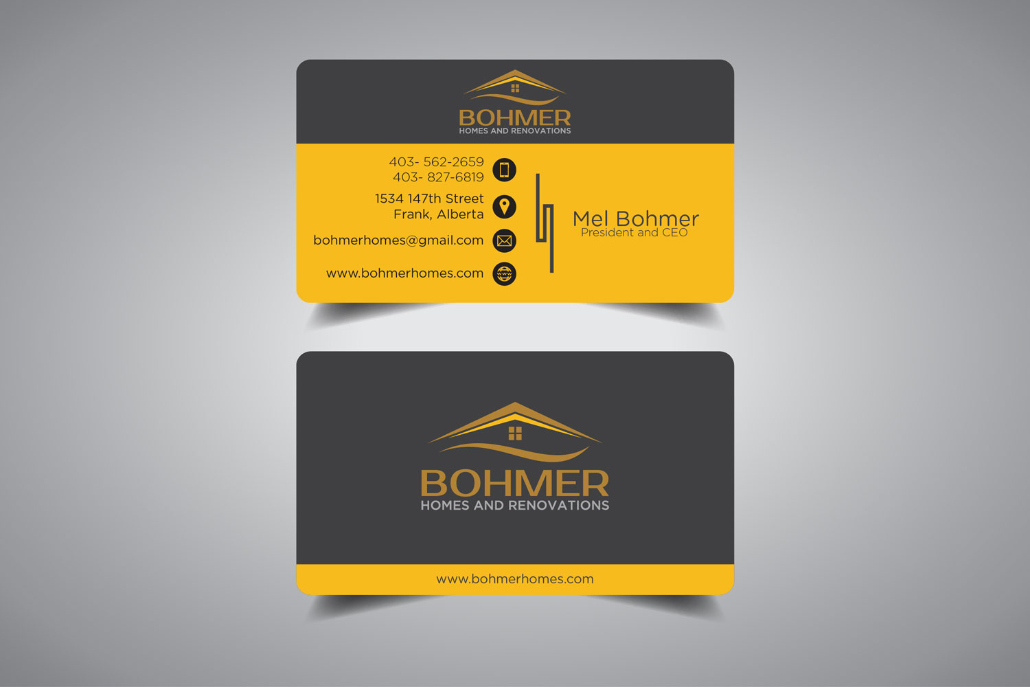 Diseño de Tarjeta de Presentación por promax58 para Bohmer Homes and Renovations  | Diseño #14343986