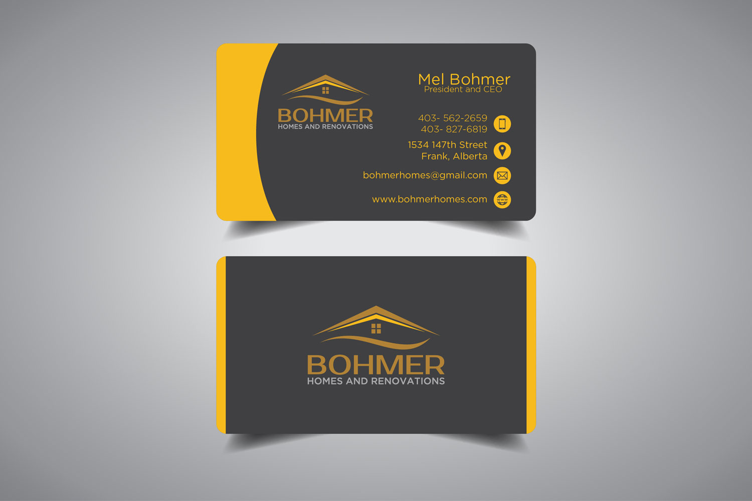 Business Card Design by promax58 for Bohmer Homes and Renovations  | Design #14343991