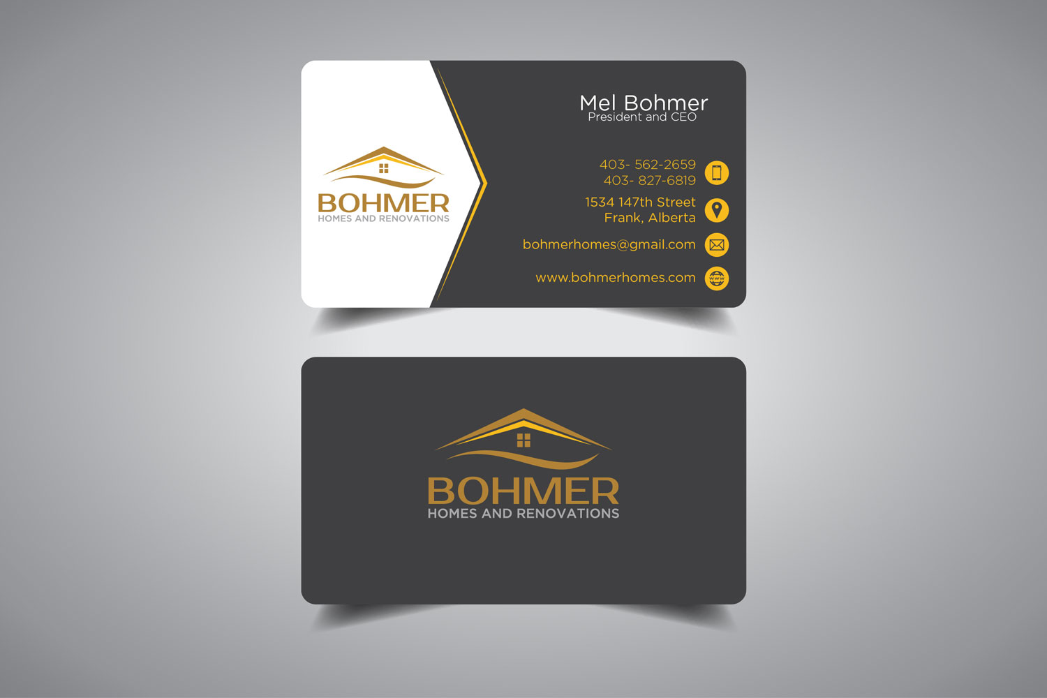 Business Card Design by promax58 for Bohmer Homes and Renovations  | Design #14344033