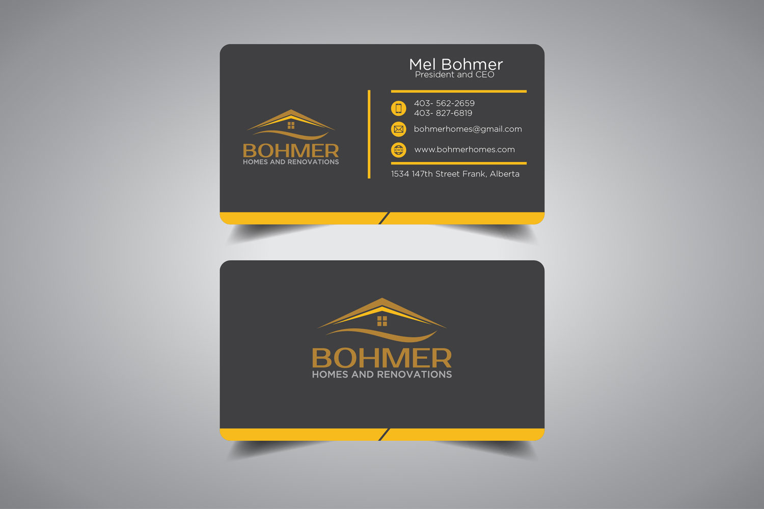 Business Card Design by promax58 for Bohmer Homes and Renovations  | Design #14344039