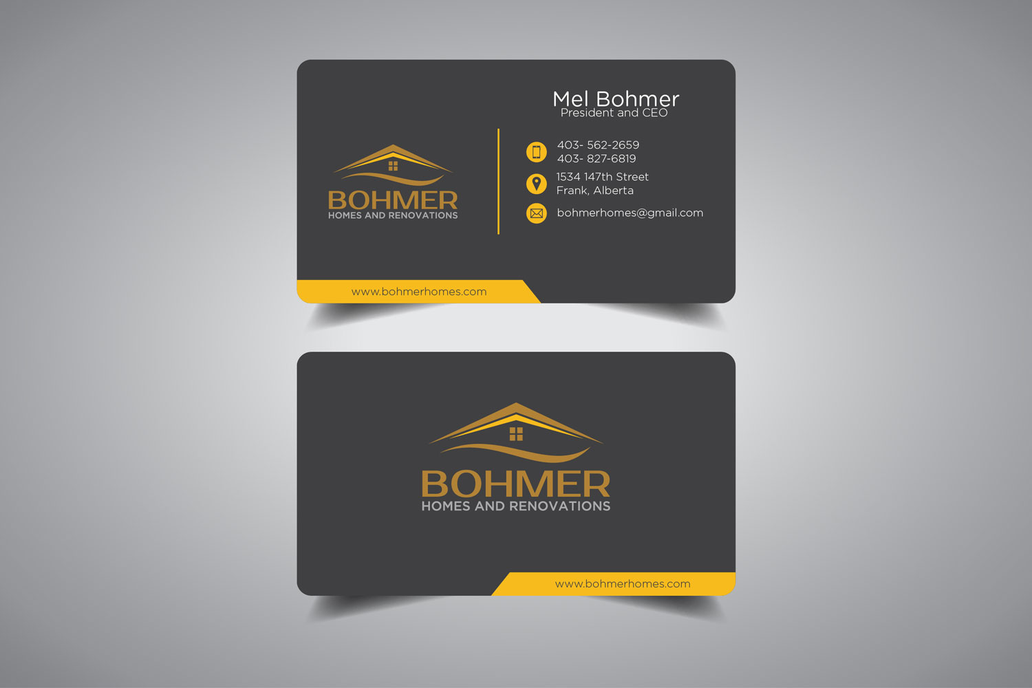 Business Card Design by promax58 for Bohmer Homes and Renovations  | Design #14344041